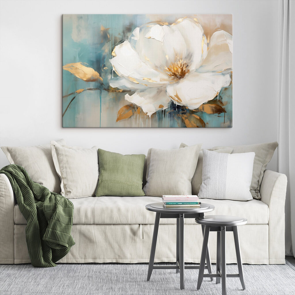 Fleur blanche, vert d’eau — intérieur 2