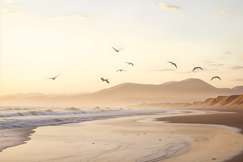 Oiseaux sur la plage — motif complet