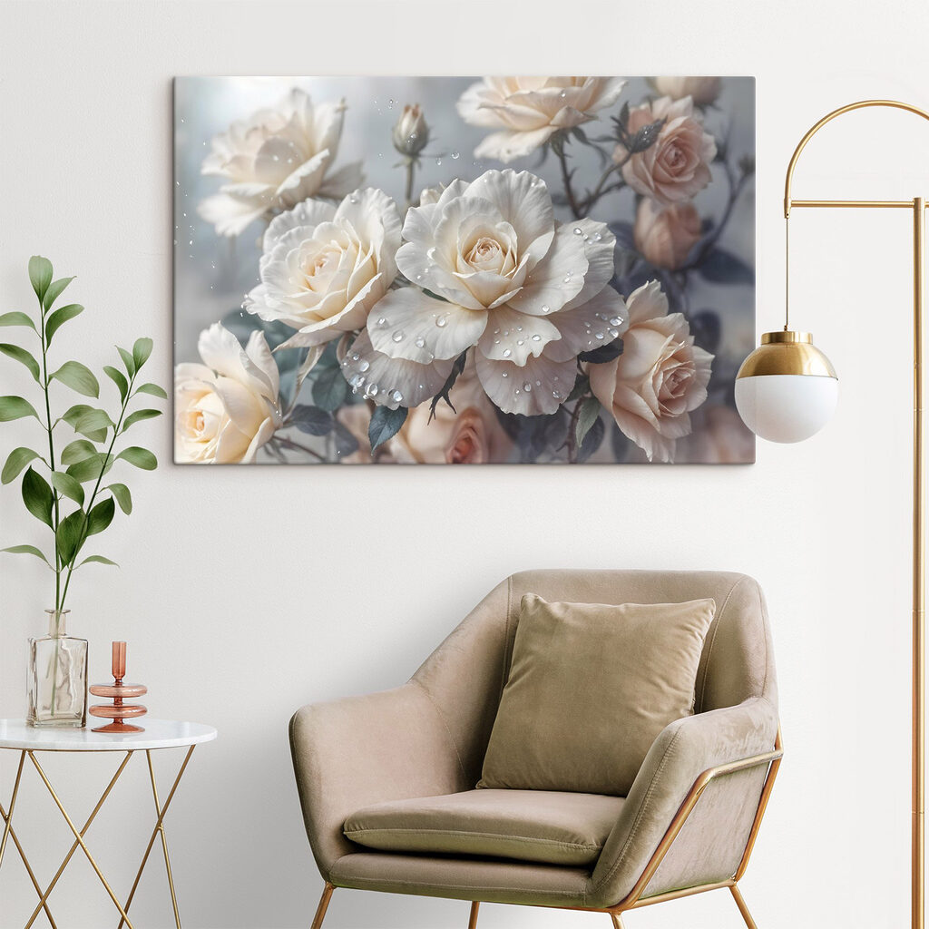 Roses crème aux gouttelettes — intérieur 1