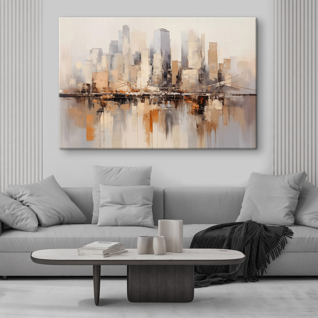Ville en reflets chauds dans un intérieur