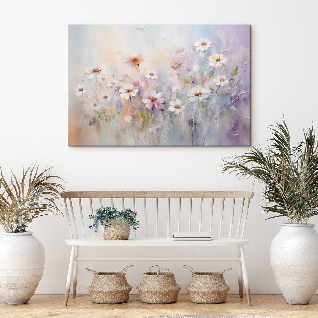 Marguerites et touches lilas — intérieur 1