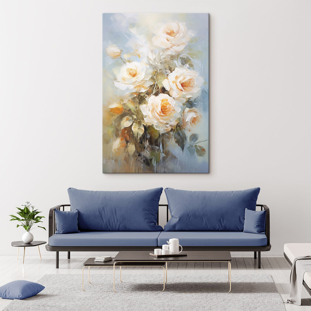 Roses crème, traits colorés — intérieur 2