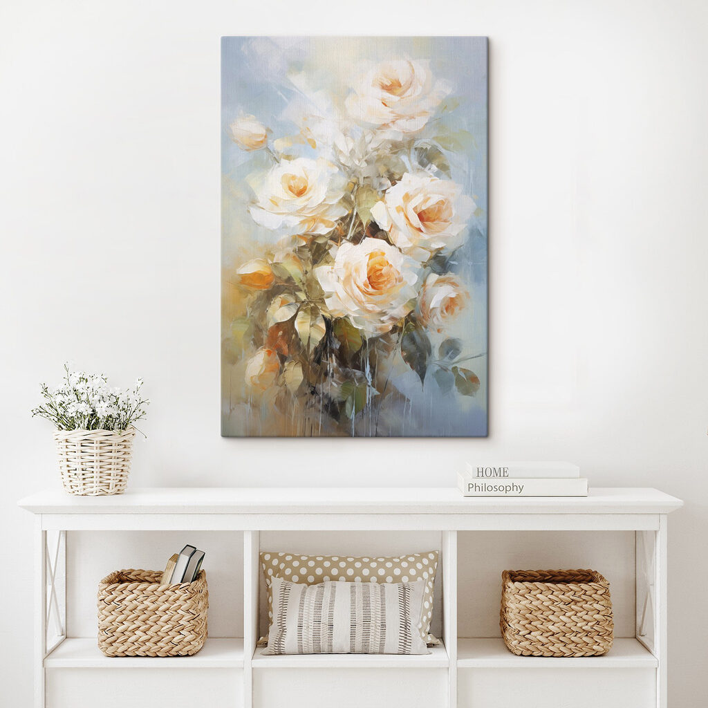 Roses crème, traits colorés — intérieur 1