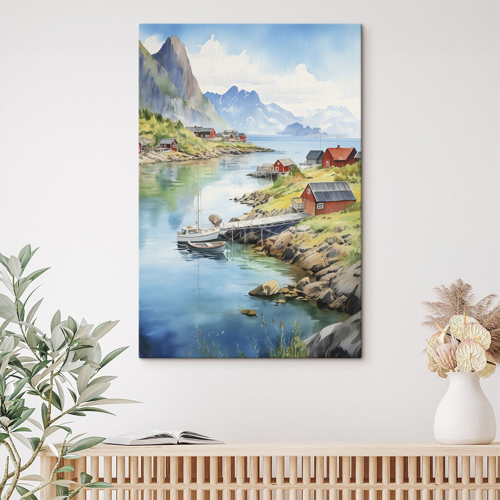 Maisonnettes rouges et montagnes — intérieur 2