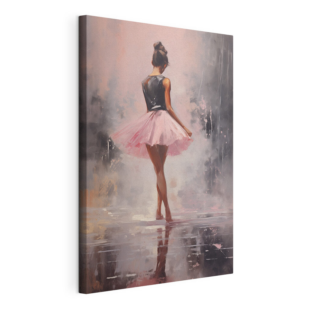 Ballerine au tutu rose, toile tendue et bord enveloppé