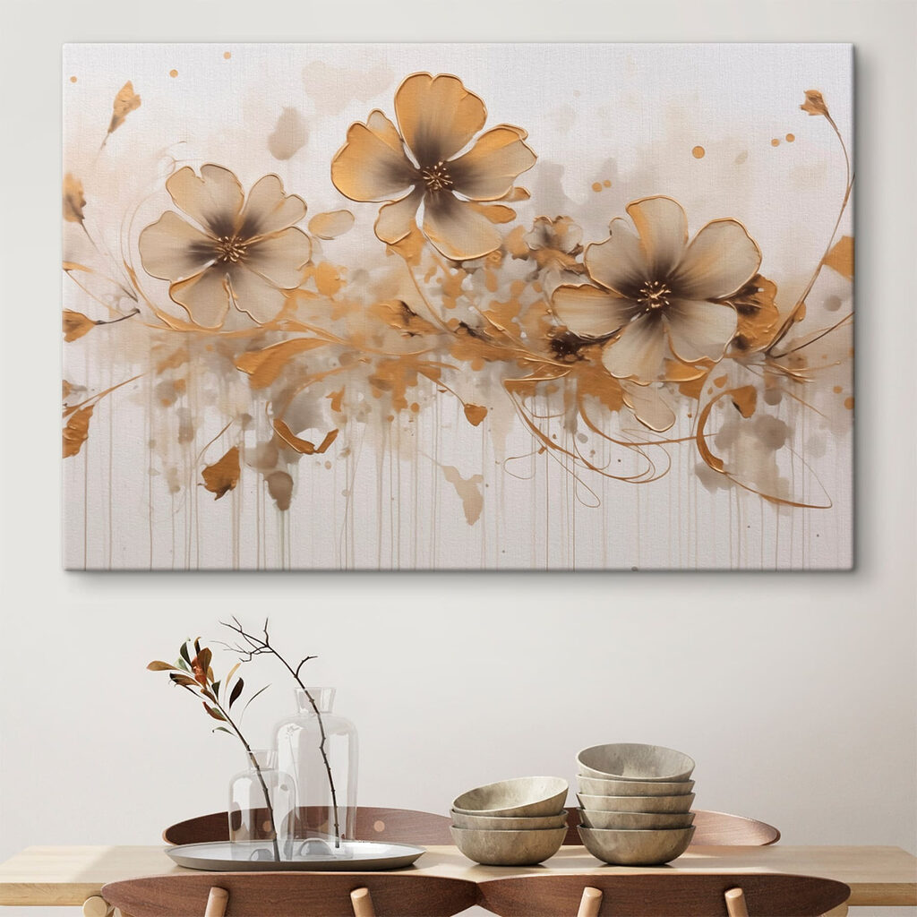 Fleurs mordorées et volutes — intérieur 1