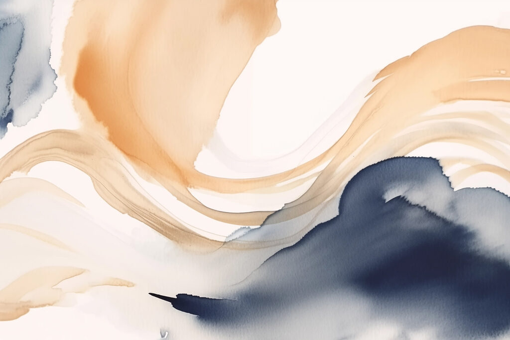 Pêche et encre bleue — motif complet