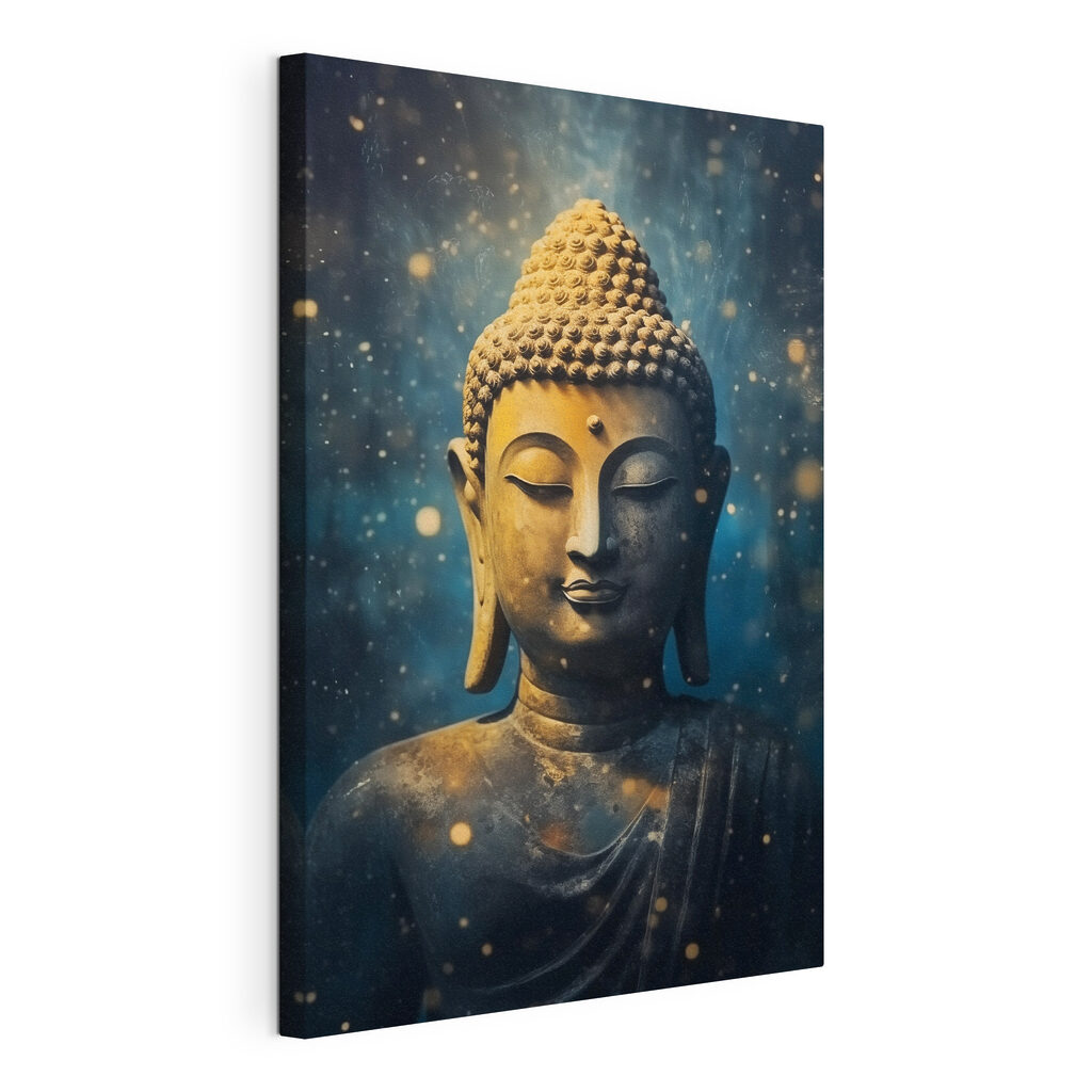 Bouddha sous les étoiles, toile tendue et bord enveloppé
