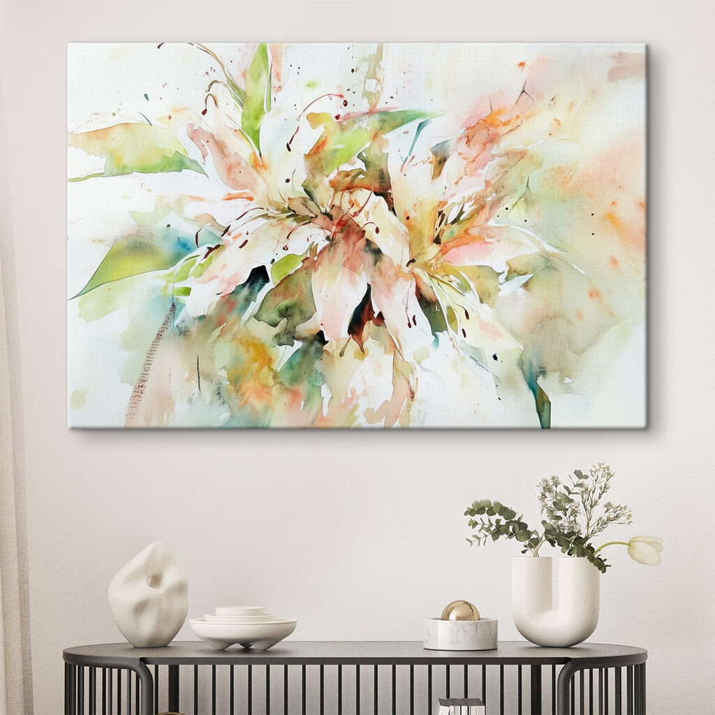 Lys à l’aquarelle dans un intérieur