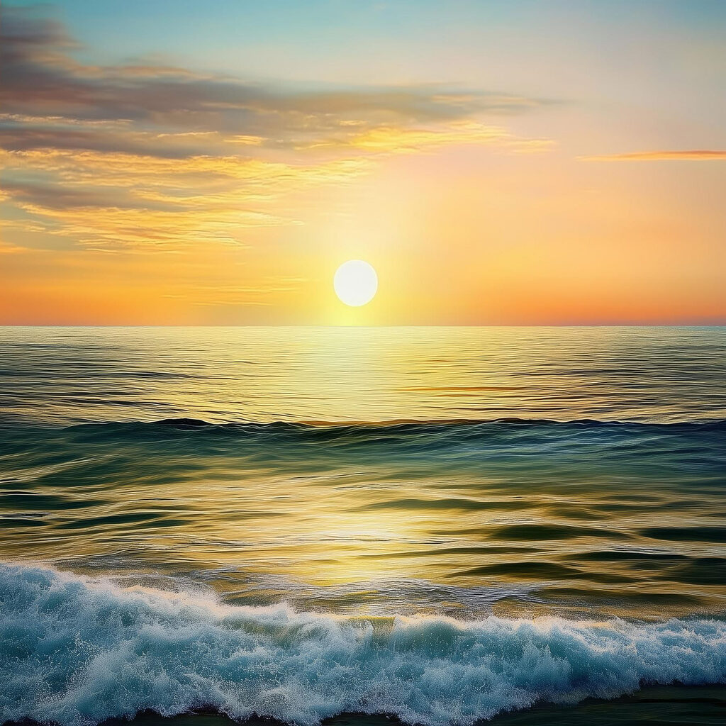 Horizon marin doré — motif complet