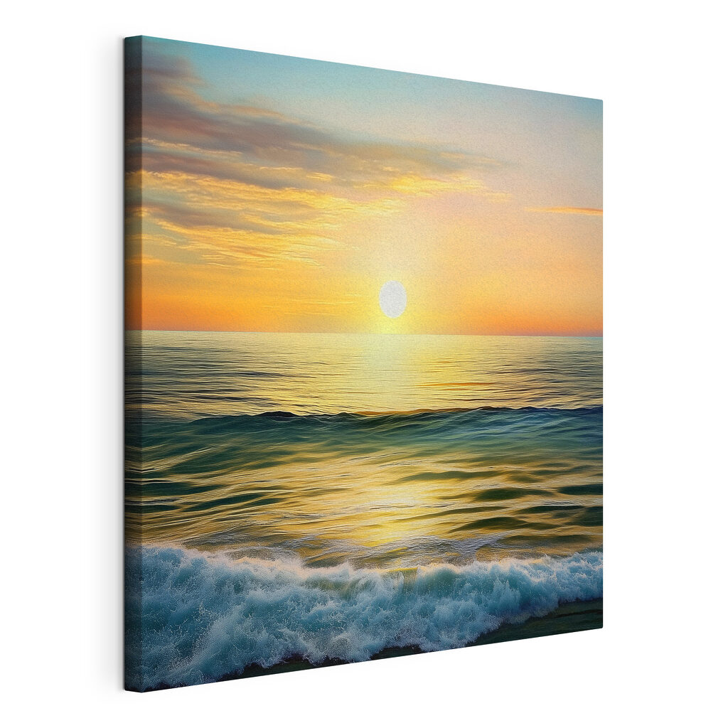 Horizon marin doré, toile tendue et bord enveloppé