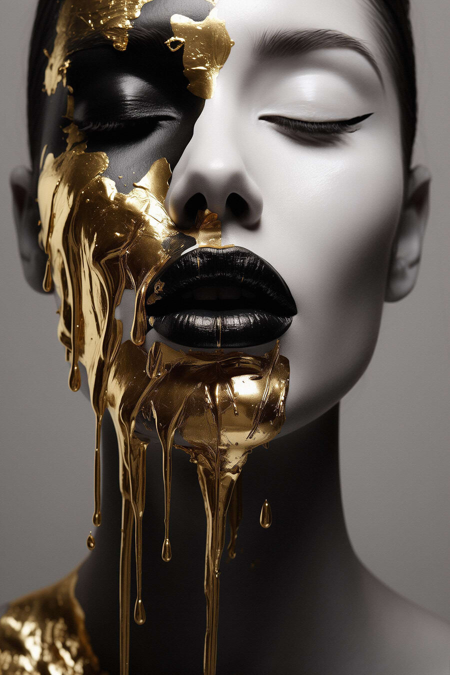 Visage strié d’or — motif complet