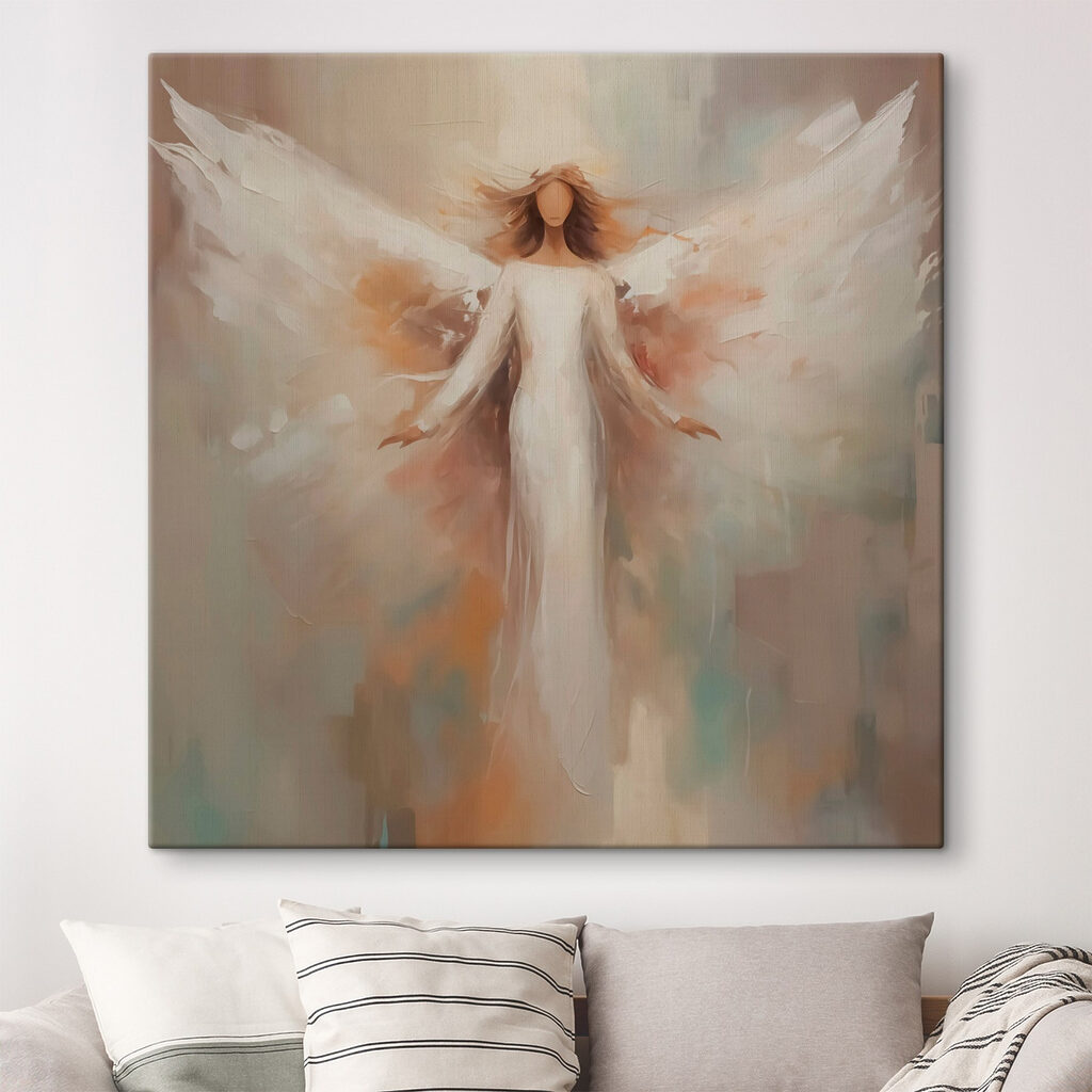 Ange aux ailes blanches dans un intérieur