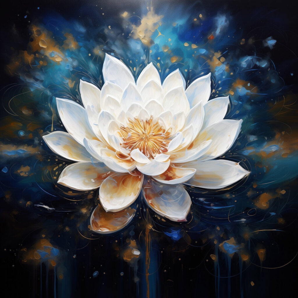 Lotus blanc du cosmos — motif complet