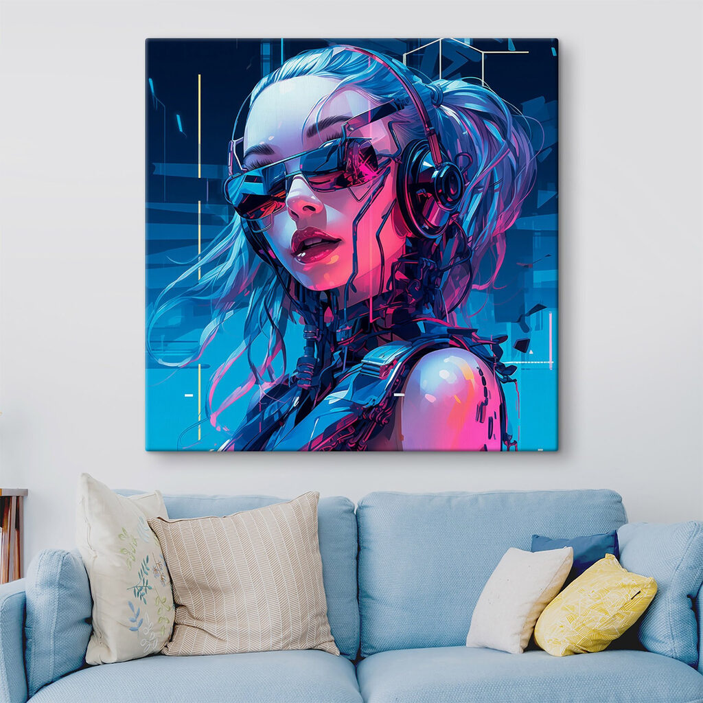 Femme aux néons roses — intérieur 2