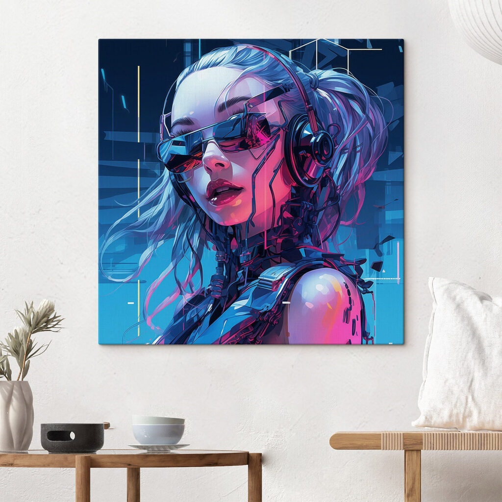 Femme aux néons roses — intérieur 3