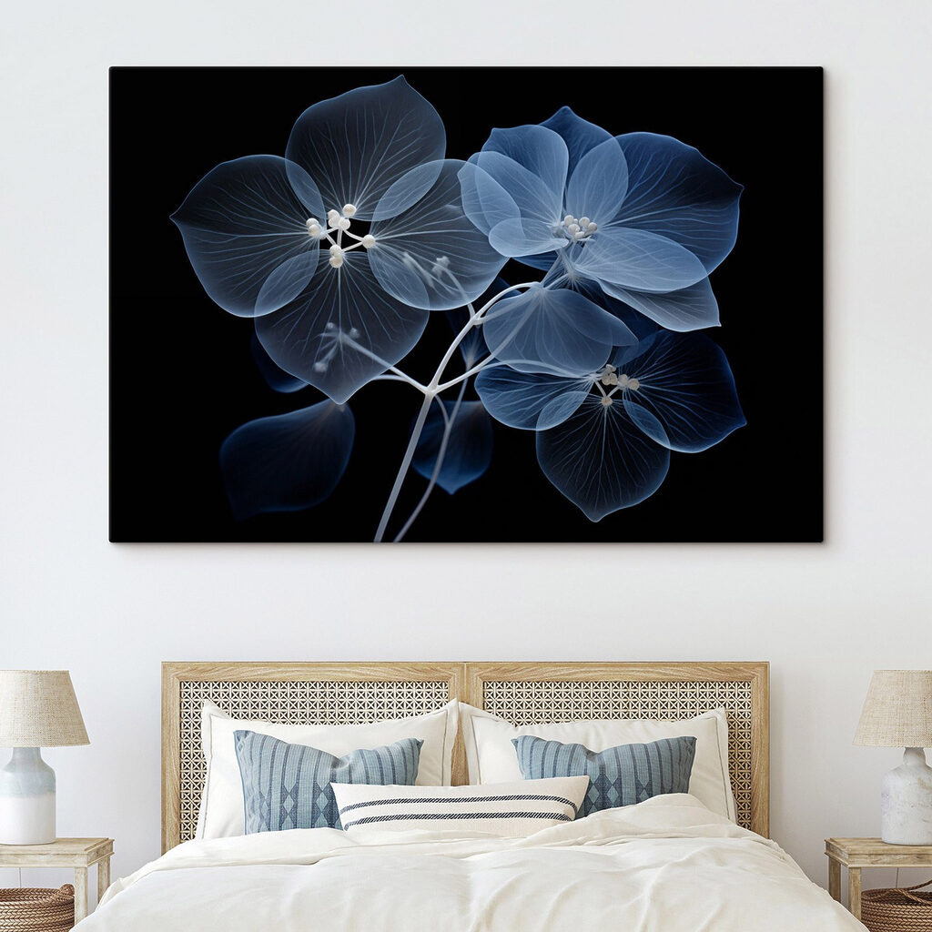 Fleurs bleues en transparence — intérieur 1