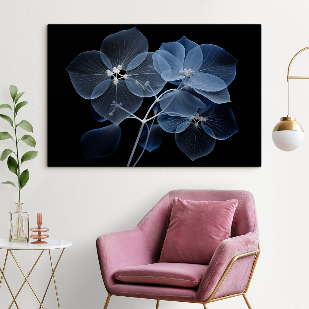 Fleurs bleues en transparence — intérieur 2