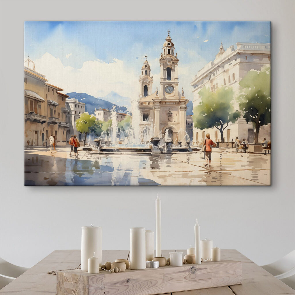 Place ensoleillée et clochers — intérieur 1