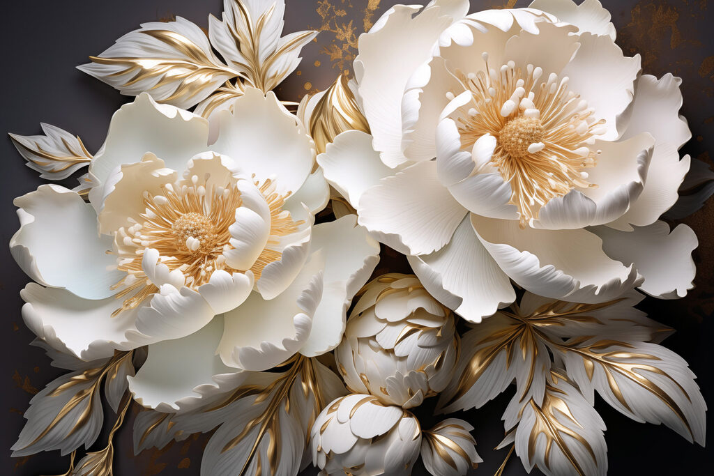 Fleurs crème sur anthracite — motif complet