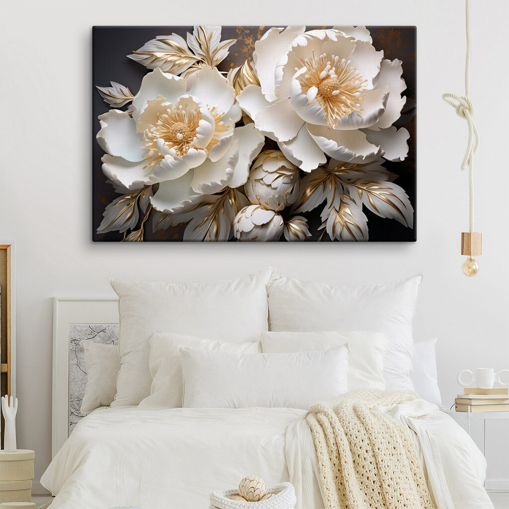 Fleurs crème sur anthracite — intérieur 1