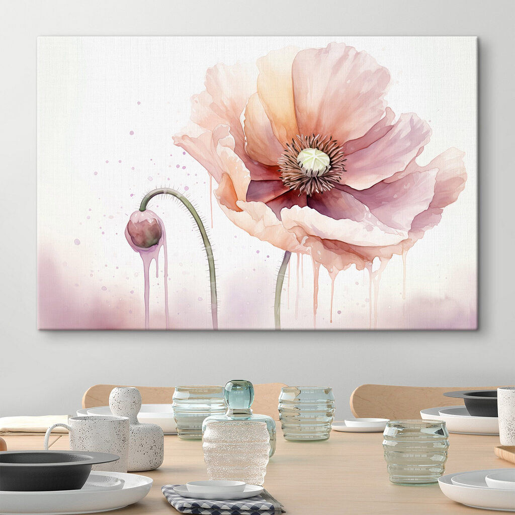 Coquelicot rose à l’aquarelle — intérieur 2
