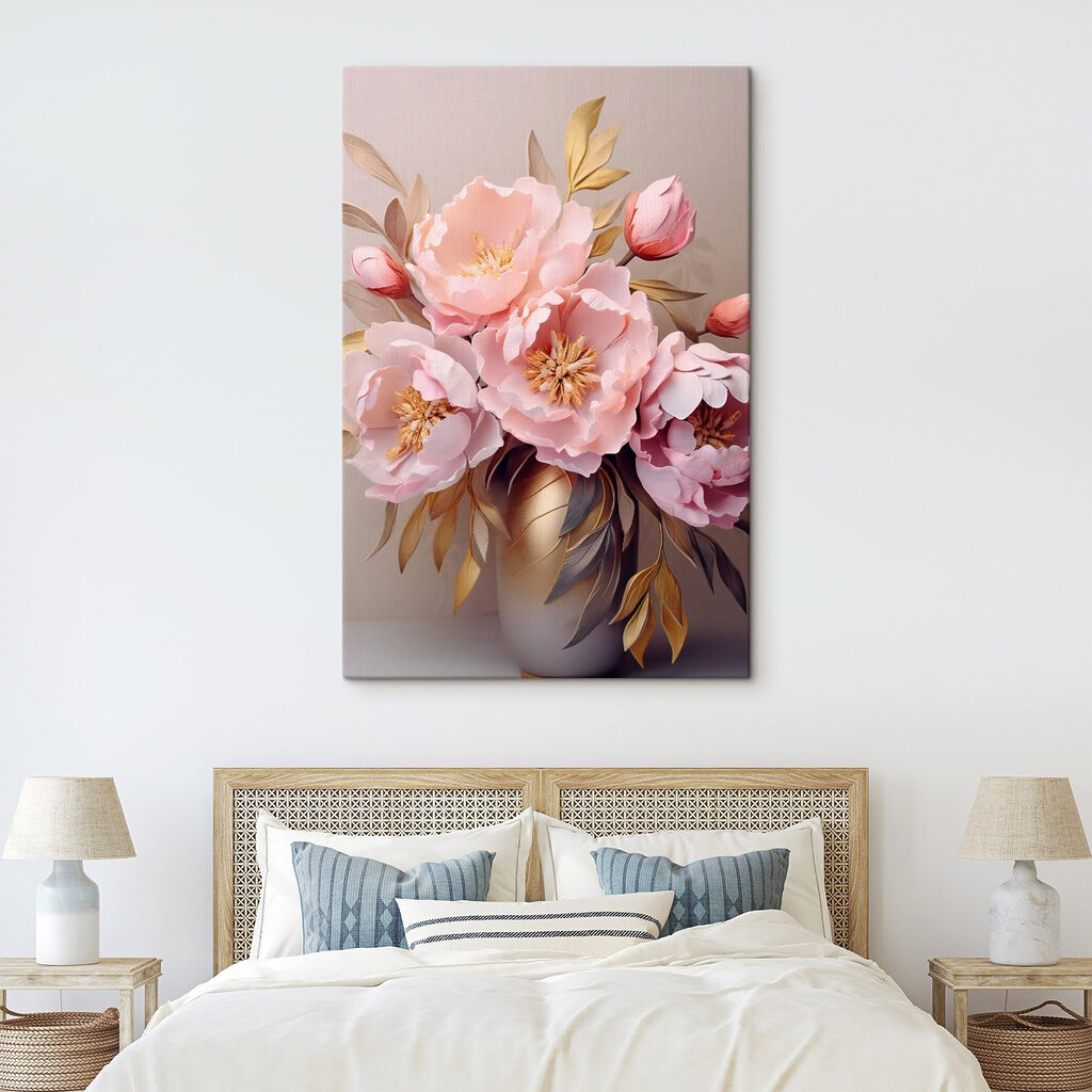Pivoines roses sur gris — intérieur 2