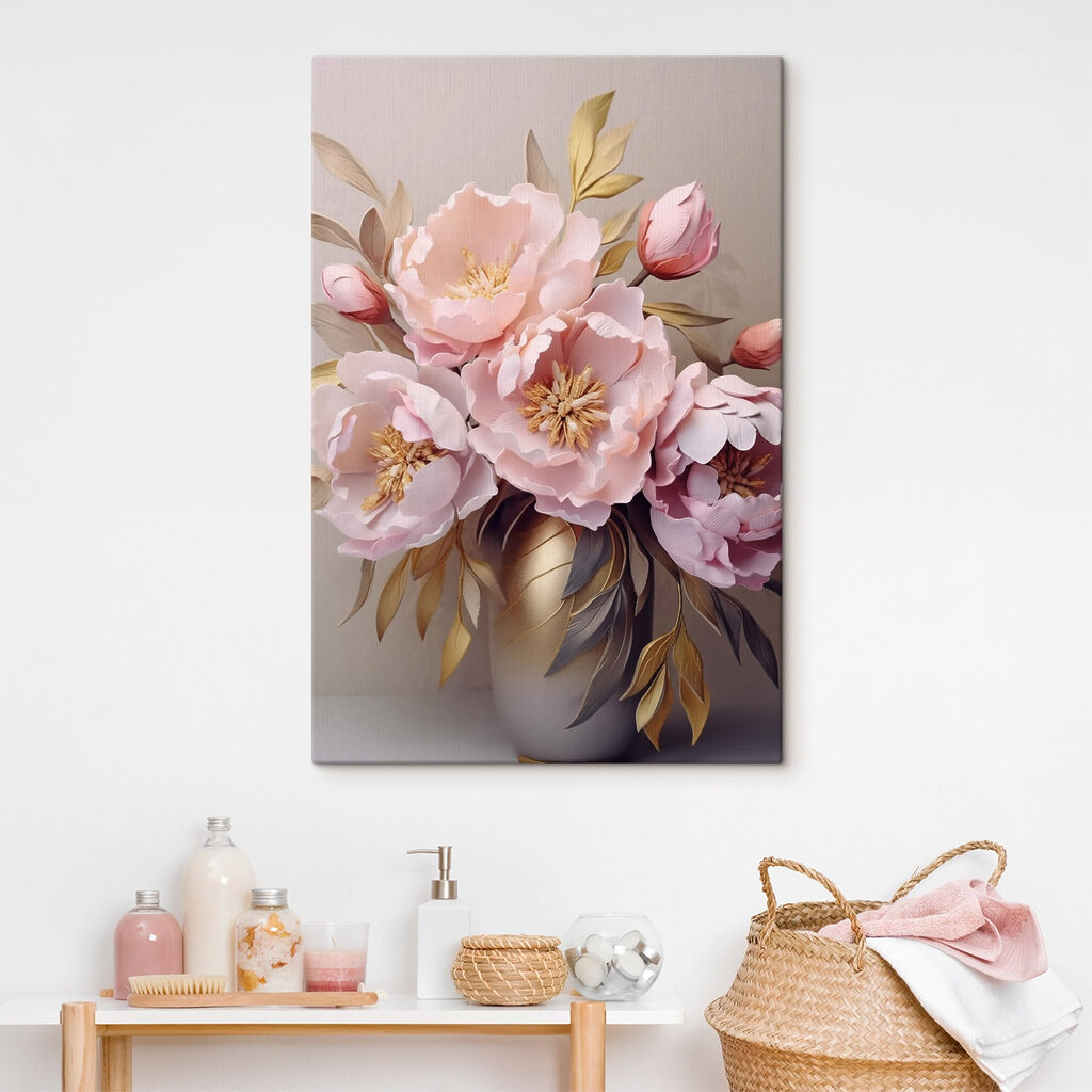 Pivoines roses sur gris — intérieur 1