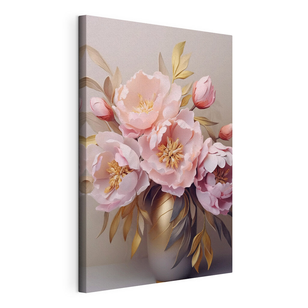 Pivoines roses sur gris — vue du produit
