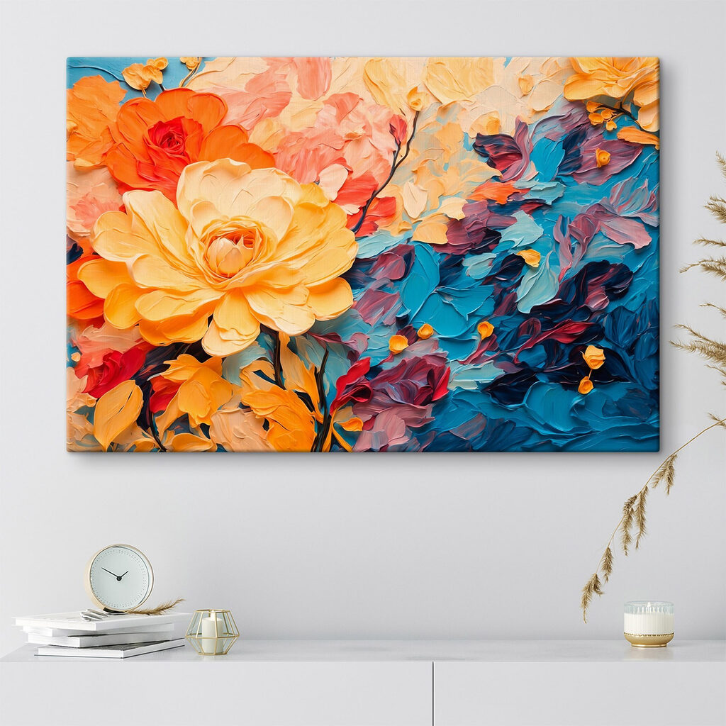 Roses jaunes, traits corail — intérieur 3