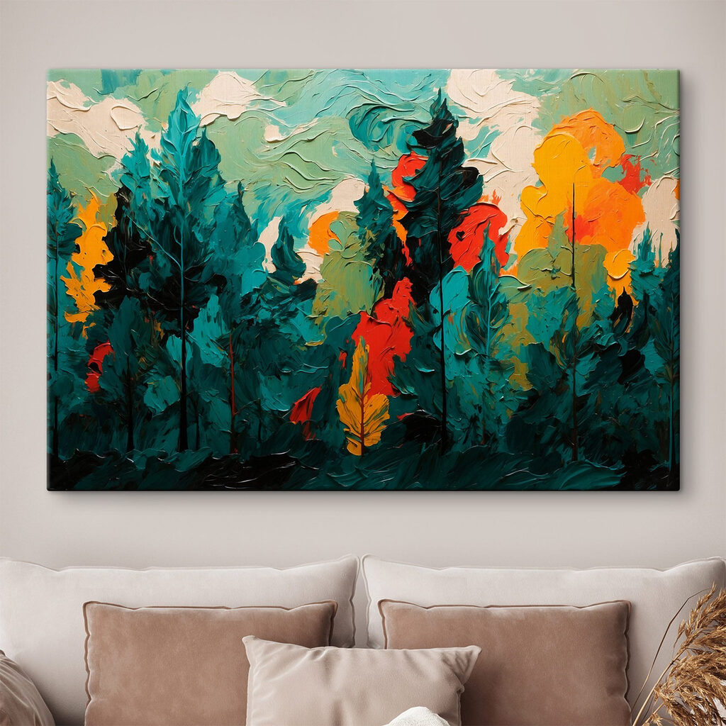 Pins sombres, couleurs vives — intérieur 3