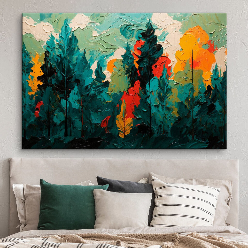 Pins sombres, couleurs vives — intérieur 1