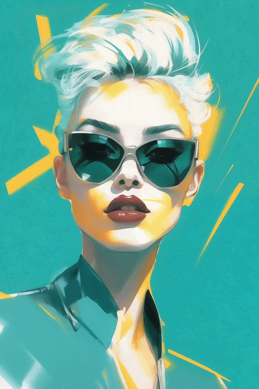 Lunettes noires sur turquoise — motif complet