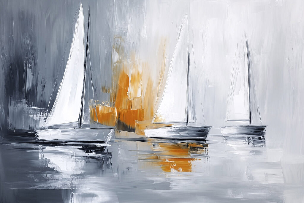 Trois voiles, reflets ocre — motif complet