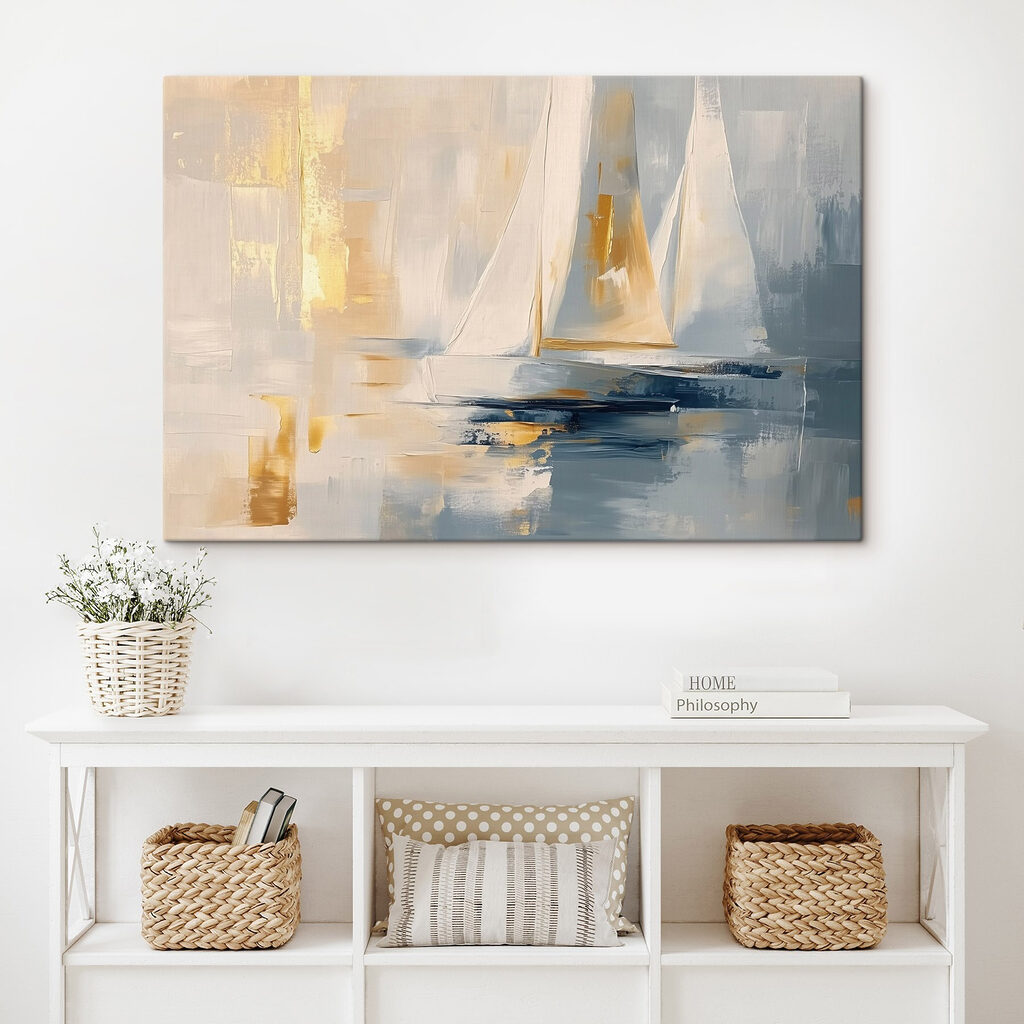 Voilier dans l’or pâle dans un intérieur