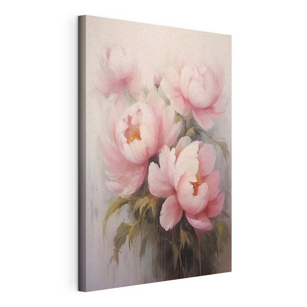 Pivoines rêveuses, toile tendue et bord enveloppé