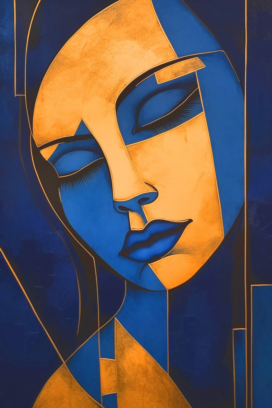 Masque bleu et or — motif complet