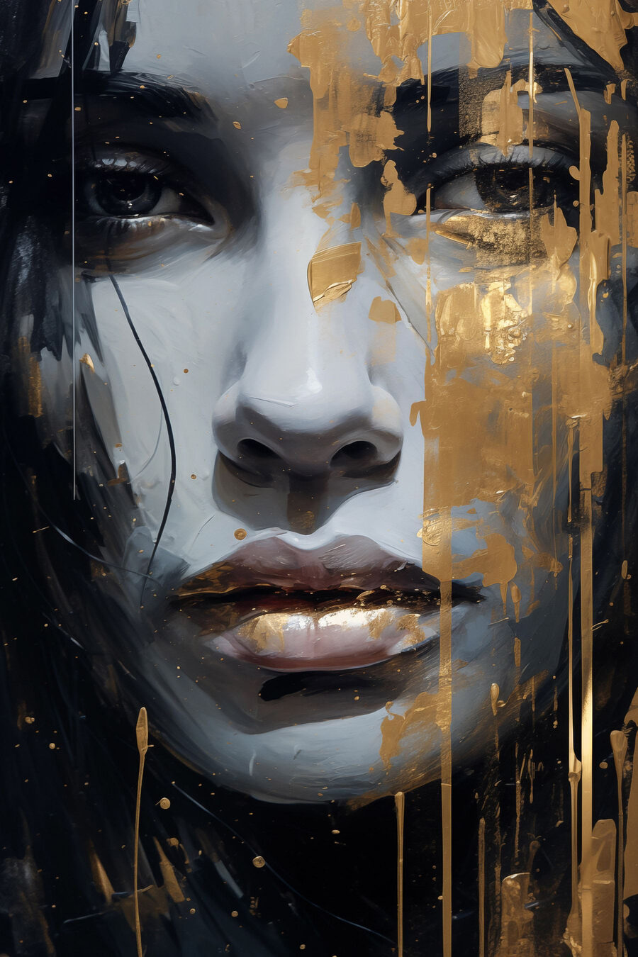 Regard sombre, éclats d’or — motif complet