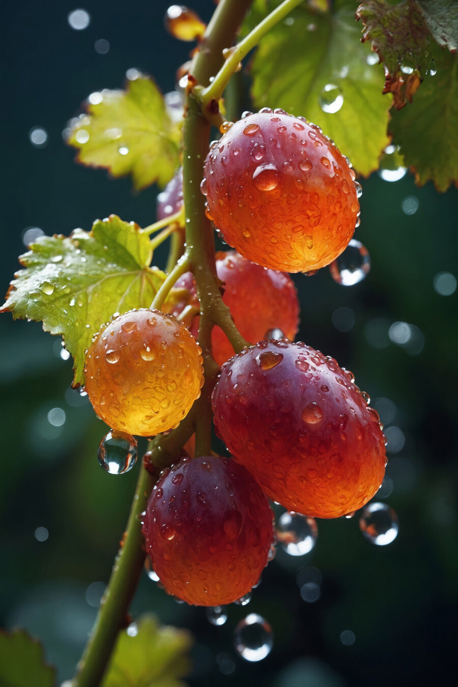 Raisins aux gouttes d’eau — motif complet