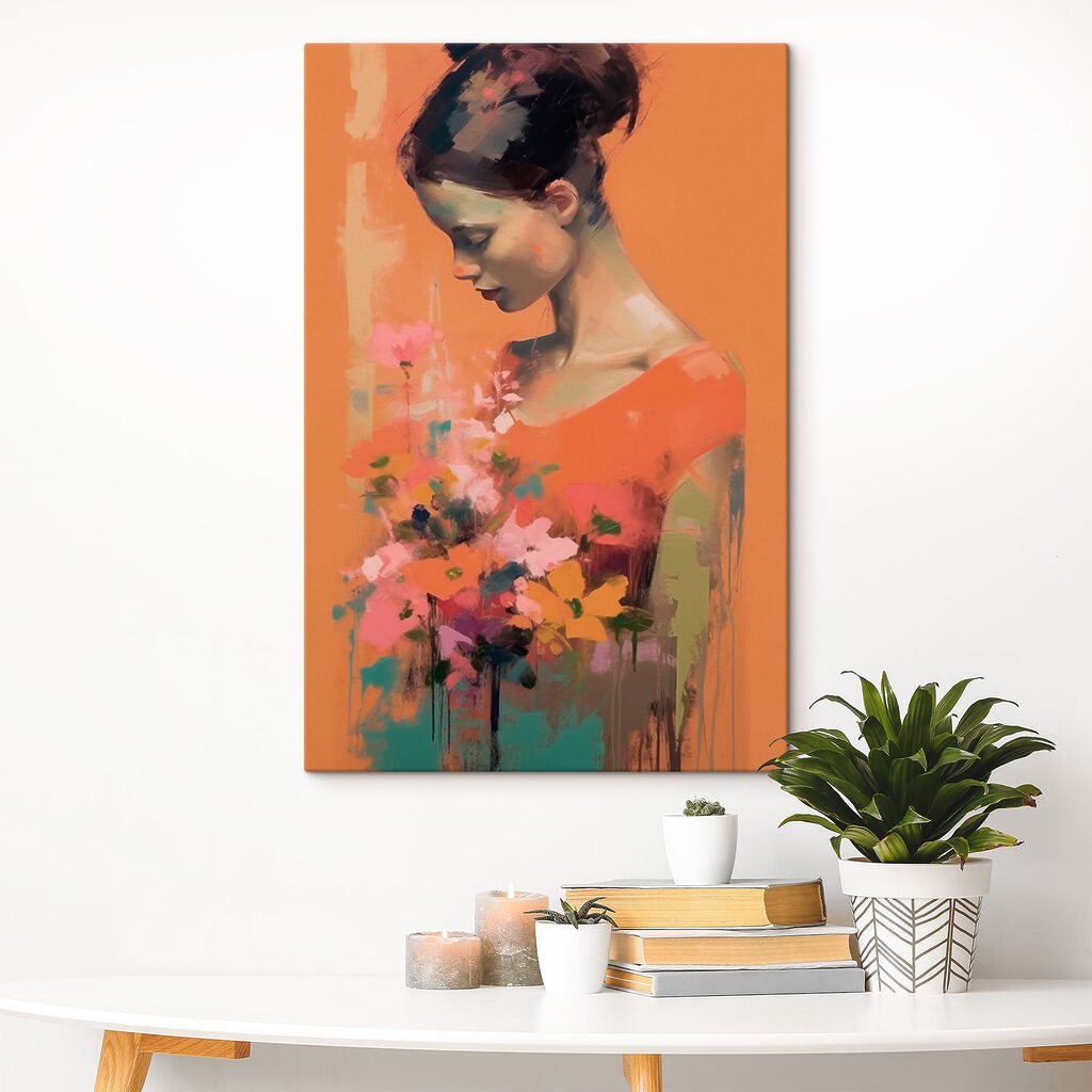 Robe orange et fleurs — intérieur 1