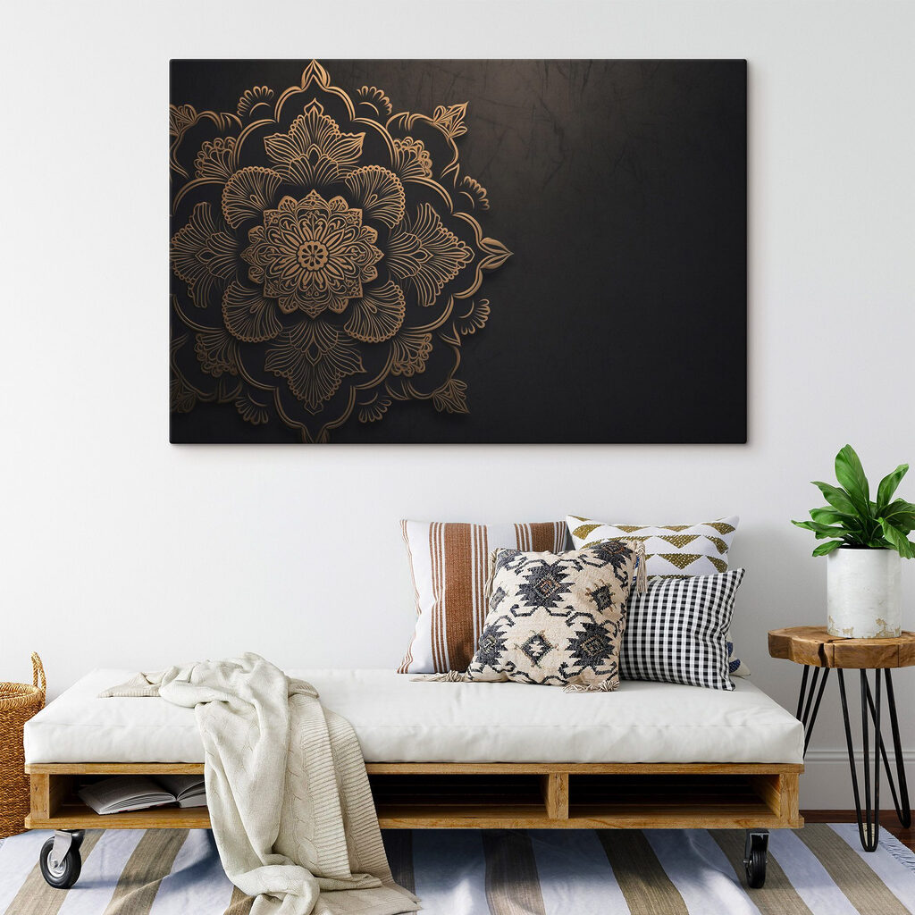 Mandala doré sur noir — intérieur 3
