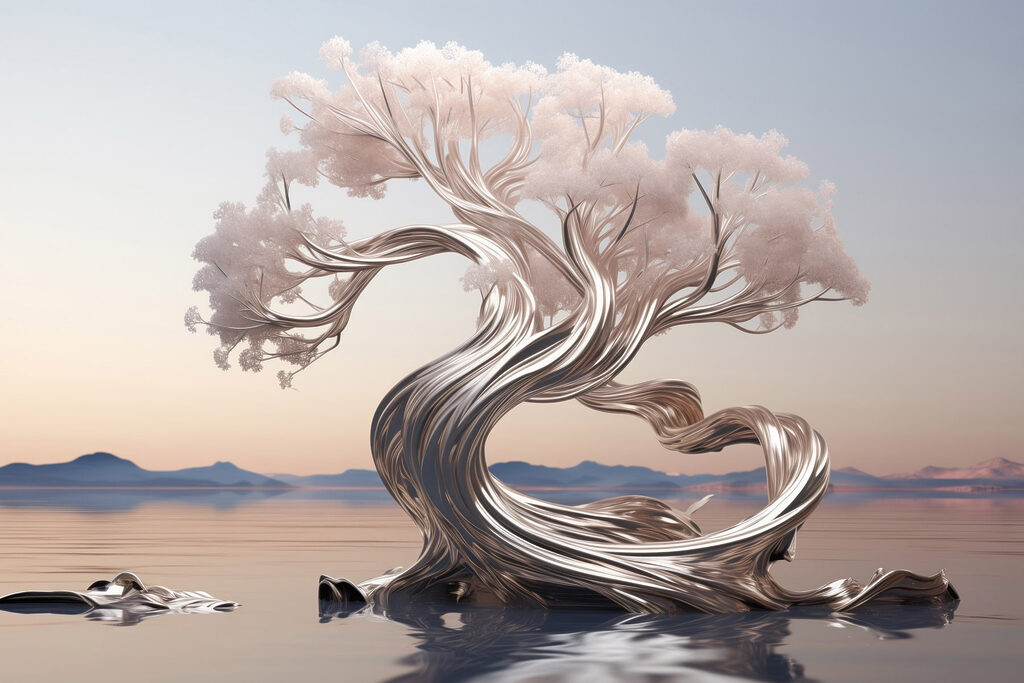 Arbre au tronc argenté — motif complet