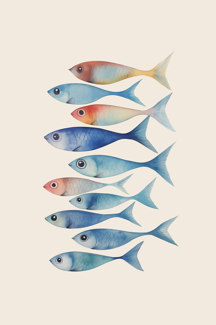 Rangée de petits poissons — motif complet