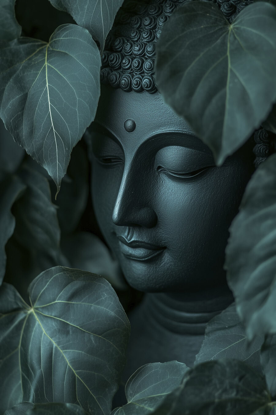 Bouddha aux grandes feuilles — motif complet
