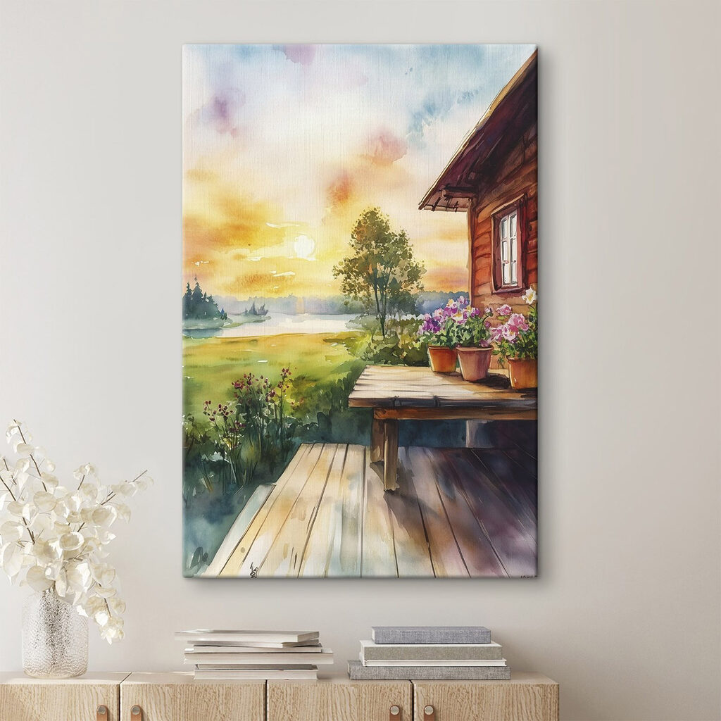 Terrasse au soleil couchant dans un intérieur