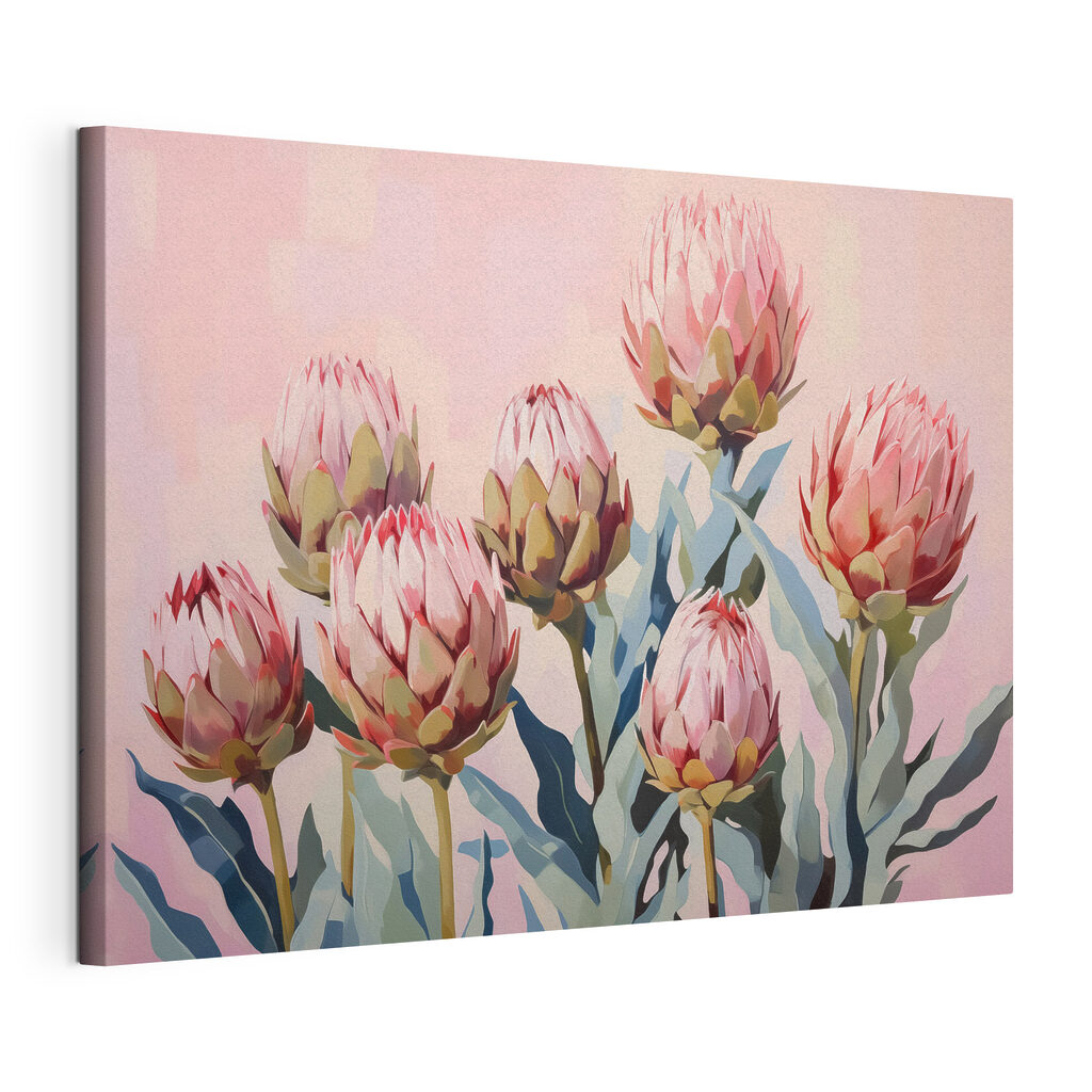 Protéas roses sur pastel — vue du produit