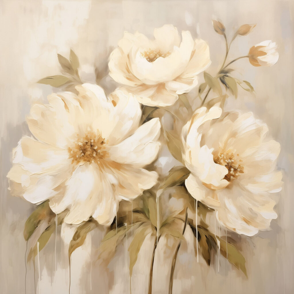 Fleurs crème sur beige — motif complet