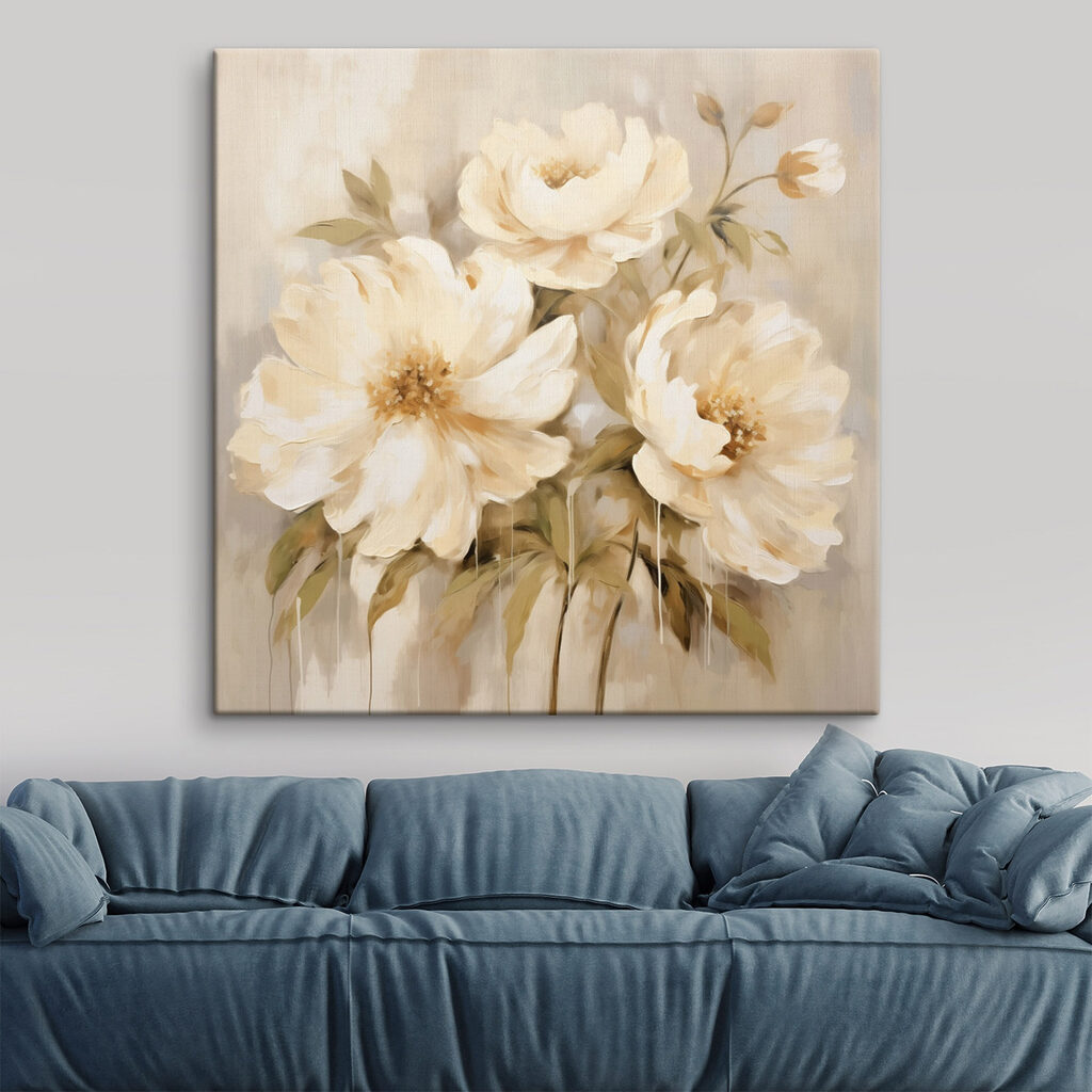 Fleurs crème sur beige — intérieur 1