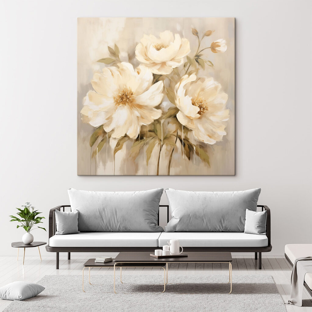 Fleurs crème sur beige — intérieur 2