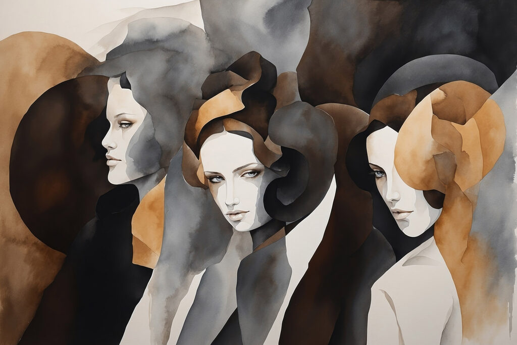 Trois femmes stylisées — motif complet